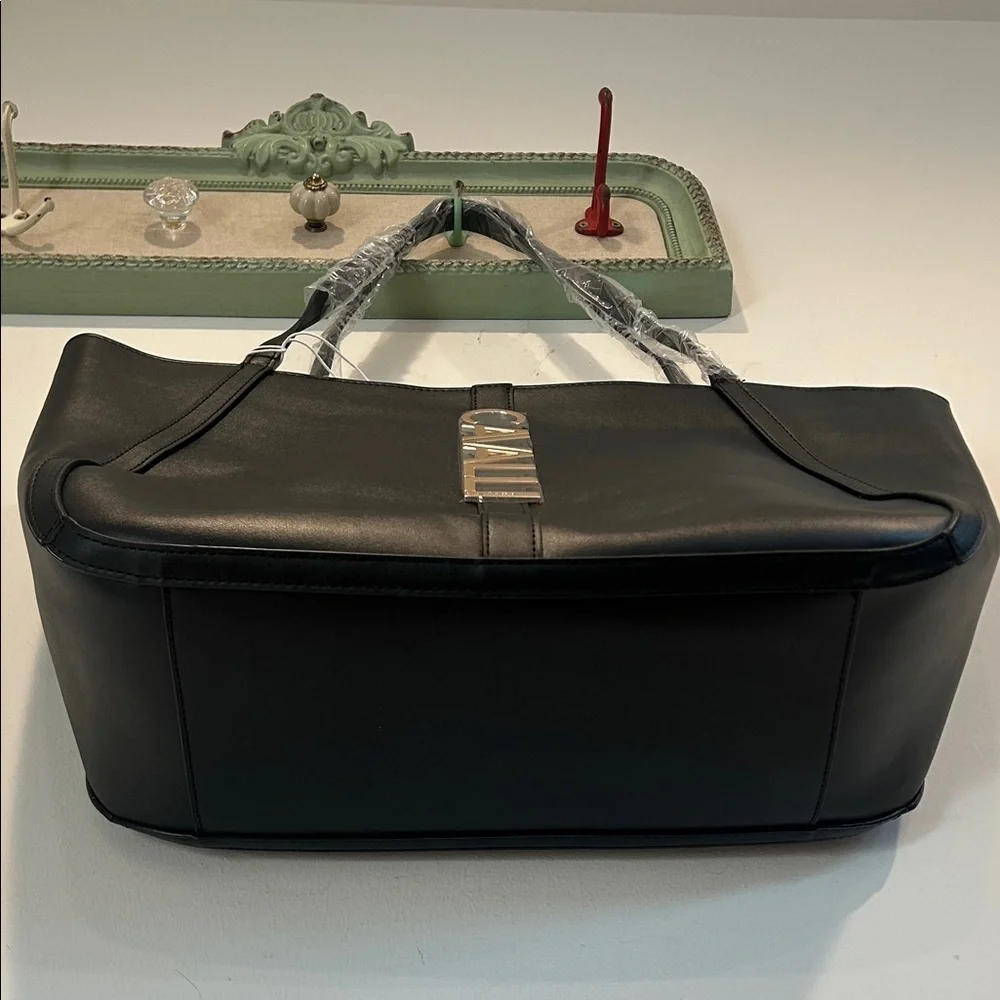 Cavalli Class Black onyx Travel Airplane Tote Bag with Gold Logo new w tag